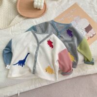 Baby Unisex Color-blocking Dinosaur Print Cardigan Knitwear Wholesale 230114163