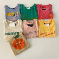 Baby Unisex Letters Animals Cartoon Print Tank Tops Wholesale 230114224