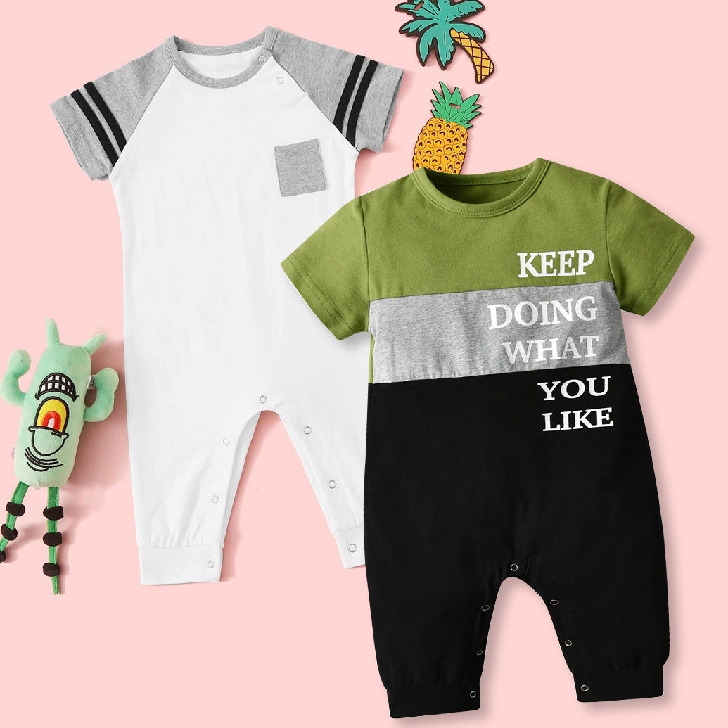 Baby Unisex Letters Color-blocking Jumpsuits Wholesale 211109624