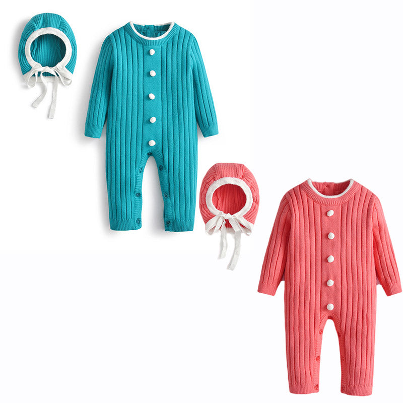 Baby Unisex Solid Color Knitwear Jumpsuits Wholesale 221206210