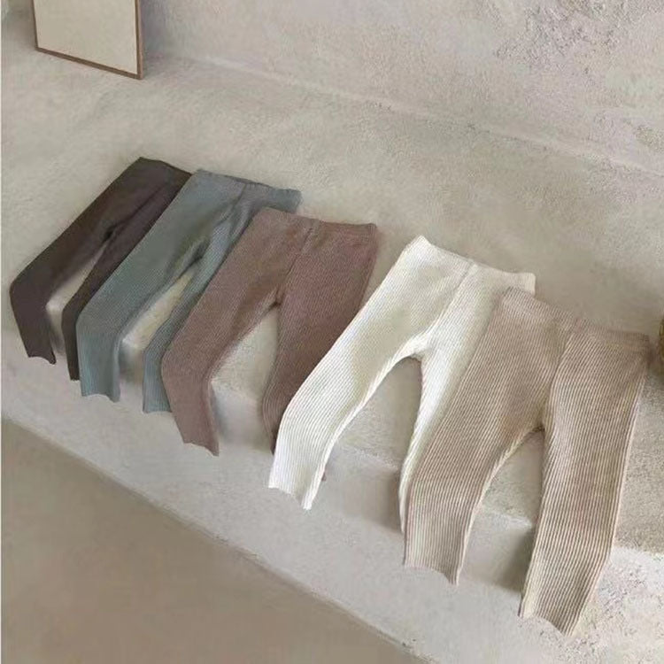 Baby Unisex Solid Color Muslin&Ribbed Pants Leggings Wholesale 230323558