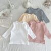 Baby Unisex Solid Color Muslin&Ribbed Tops Wholesale 220811313