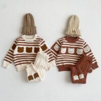 Baby Unisex Striped Cartoon Sweaters Wholesale 221216644