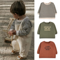 Baby Unisex Striped Letters Hoodies Sweatshirts Wholesale 230303194