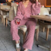 Casual Loose V-Neck Cardigan Pants Two-Piece Set