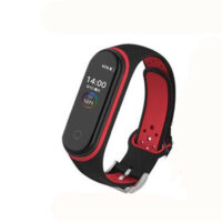 Double Color Round Holes Watch Band with Buckle Wrist Strap Replacement WristBand for XIAOMI MI Band 4 Black red