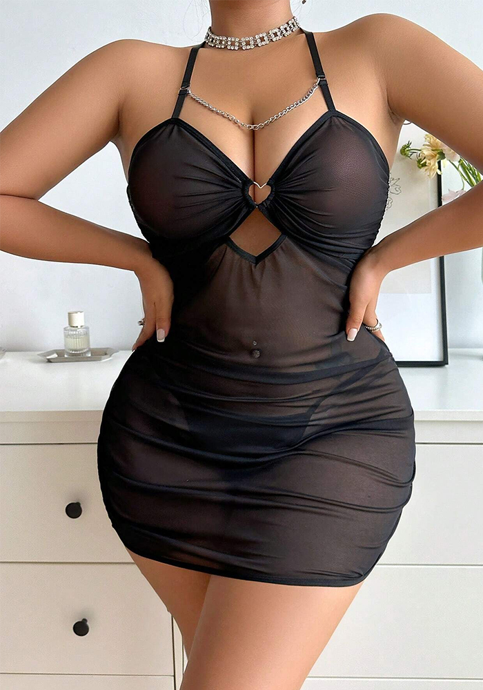 Erotic Lingerie Sexy Mesh Strap Nightdress