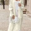 Fashion Solid Color Long Hollow Sweater Cardigan