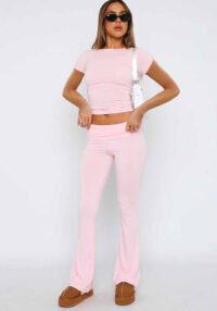 Fashion Solid Color Slim Fit Low Waist Bell Bottom Pants Women