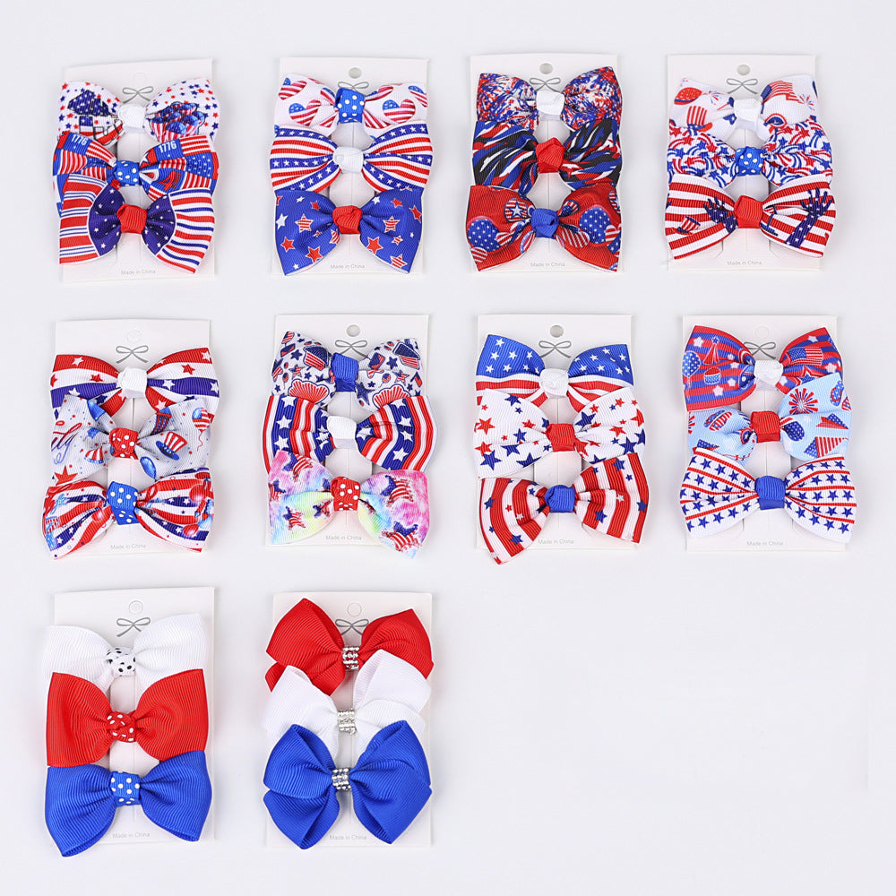 Girls Solid Color Love heart Star Print Independence Day Accessories Headwear Wholesale 23053148