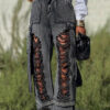 Hip Hop Street Ripped Ribbon Cargo Denim Pants