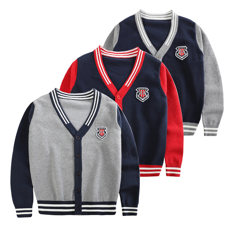 Kid Big Kid Boys Solid Color Cartoon Crochet Cardigan Wholesale 221206214