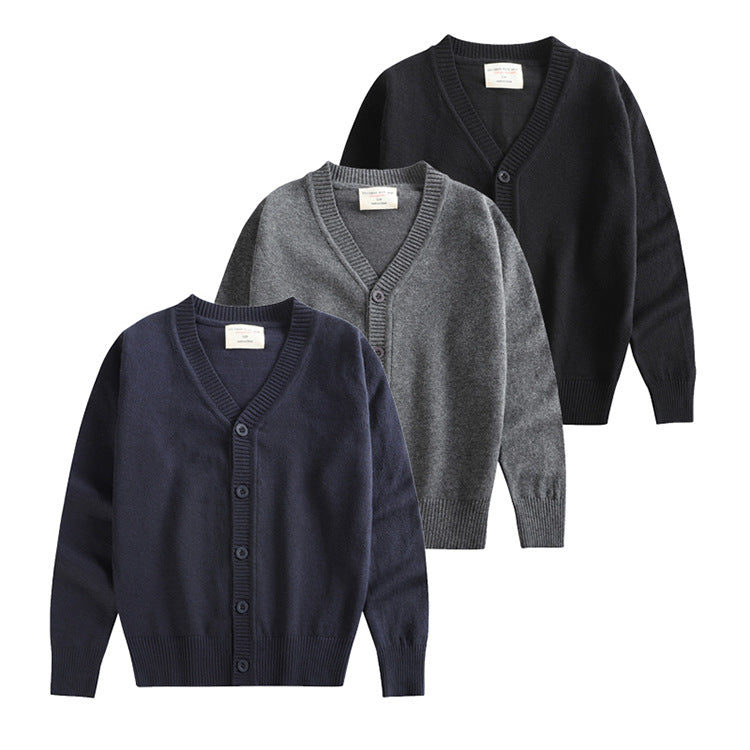 Kid Big Kid Boys Solid Color Crochet Cardigan Wholesale 221206109