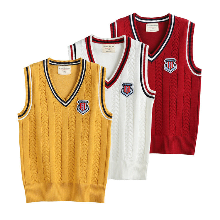 Kid Big Kid Unisex Solid Color Striped Vests Waistcoats Knitwear Wholesale 221206115