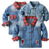 Kid Boy Plaid Patchwork Denim Jacket Wholesale 03244967