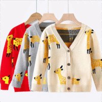 Kid Girls Animals Cartoon Crochet Cardigan Wholesale 22113014