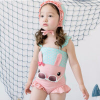 Kid Girls Animals Cartoon Print Beach Rompers Swimwears And Hats Wholesale 22060633