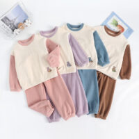 Kid Girls Boys Color-blocking Cartoon Sleepwears Wholesale 24102309