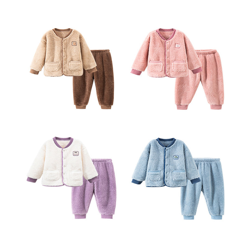 Kid Girls Boys Winter Solid Color Sleepwears Wholesale 24102301