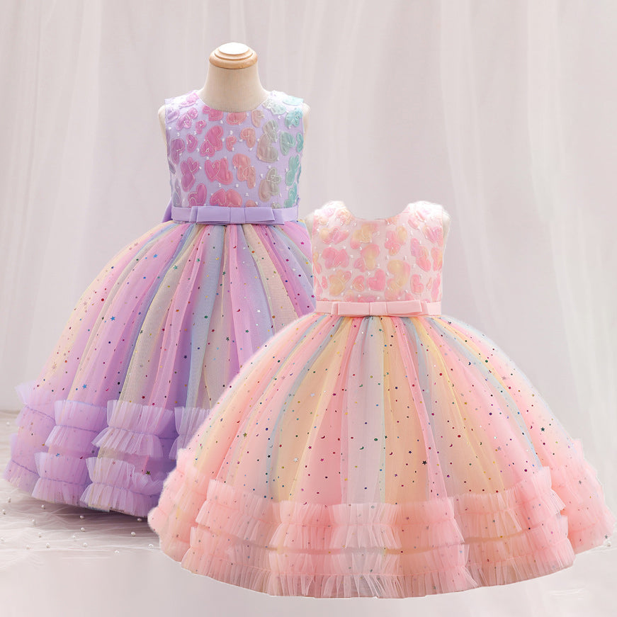 Kid Girls Color-blocking Dressy Princess Dresses Wholesale 230413350