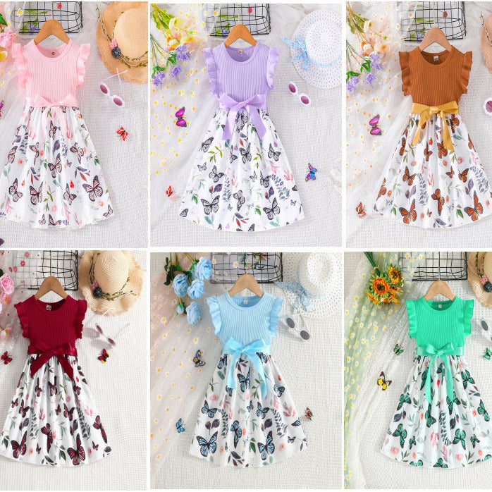 Kid Girls Flower Butterfly Dresses Wholesale 24070149