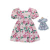 Kid Girls Flower Print Dresses Wholesale 24070117