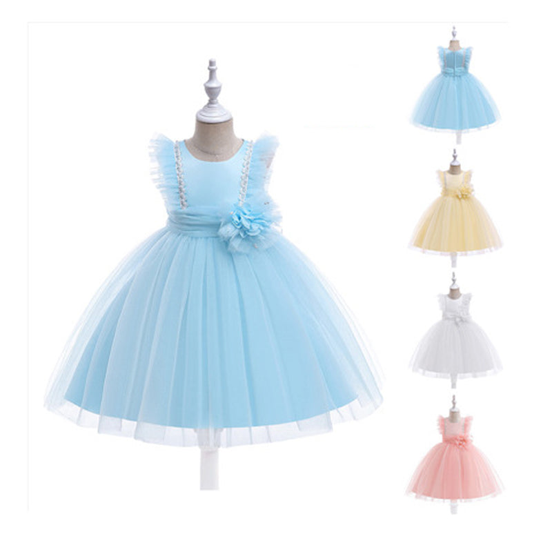 Kid Girls Solid Color Dressy Princess Dresses Wholesale 230803208