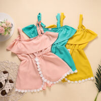 Kid Girls Solid Color Flower Rompers Wholesale 230407421