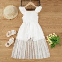 Kid Girls Solid Color Lace Rompers Wholesale 23022278