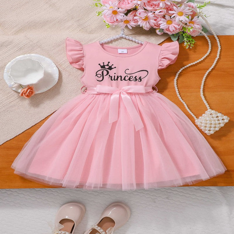 Kid Girls Solid Color Letters Dresses Wholesale 25070829