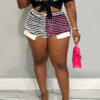 Ladies Stripe Sexy Fashion Casual Versatile Colorblock Shorts