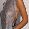 Nightclub Sexy Turtleneck Rhinestone Metal Top Vest