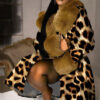 Plus Size Sexy Casual Printed Coat With Detachable Fur Collar