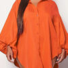 Plus Size Solid Loose Lantern Sleeve Shirt