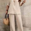 Plus Size Summer Solid Color Casual Two Piece Pants Set