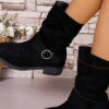 Plus-Size Women Autumn/Winter Suede Pleated Block-Heeled Ankle Boots