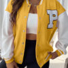 Plus Size Women Casual Colorblock Baseball Jacket