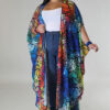 Plus Size Women Chiffon Print Casual Robe