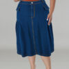 Plus Size Women Denim Maxi Skirt