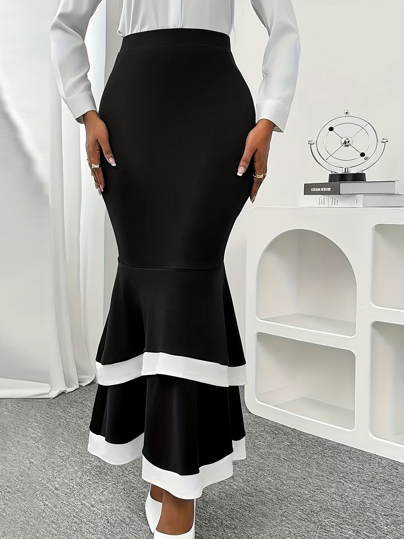 Plus Size Women Elegant Layered Skirt