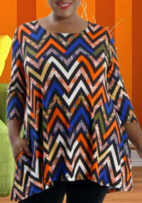 Plus Size Women Fall Casual Printed Round Neck Top