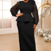 Plus-Size Women Lantern Sleeve Ruffled Party Formal Party Dress
