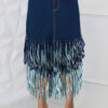 Plus Size Women Patchwork Tassel Skirt