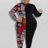 Plus Size Women Print Jumpsuit