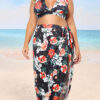 Plus Size Women’s Floral Print Irregular Lace-Up Beach Suit