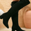 Plus-Size Women Suede Pointed-Toe High-Heeled Knee-High Boots