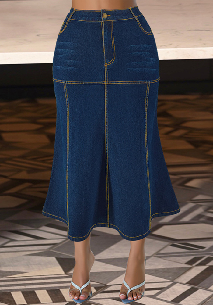 Plus Size Women's Denim Casual Long Skirt