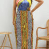 Plus Size Women's Printing Sleeveless Slit Maxi Dress