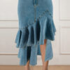 Plus Size Women's Ruffled Denim Skirt