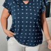 Plus Size Women's Shirt Blue Half-Sleeved Loose Top